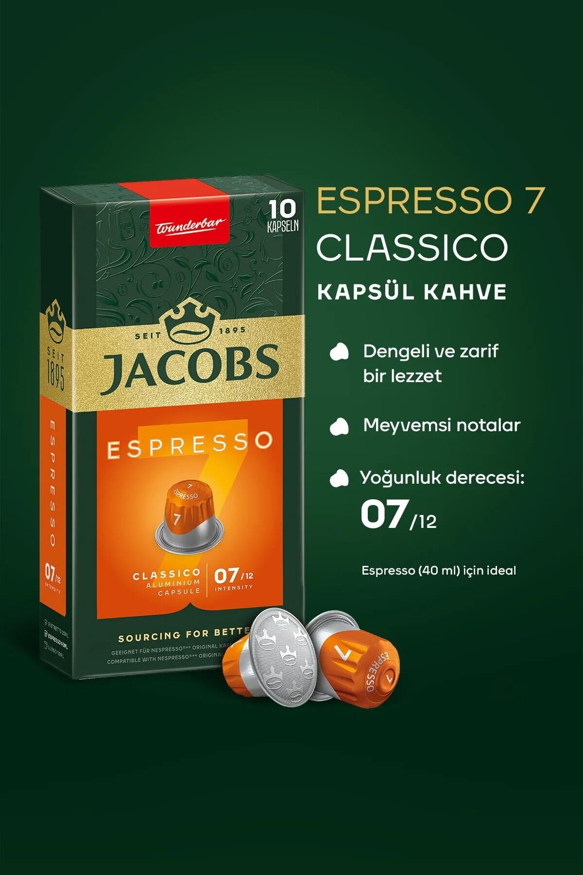 Jacobs Espresso 7 Classico Kapsül Kahve 10 Kapsül