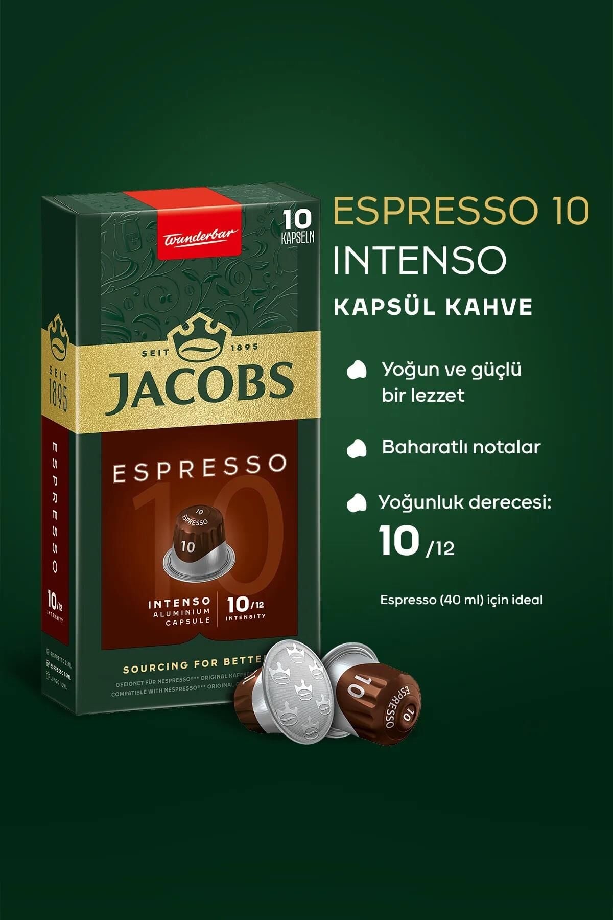Jacobs Espresso 10 Intenso Kapsül Kahve 10 Kapsül