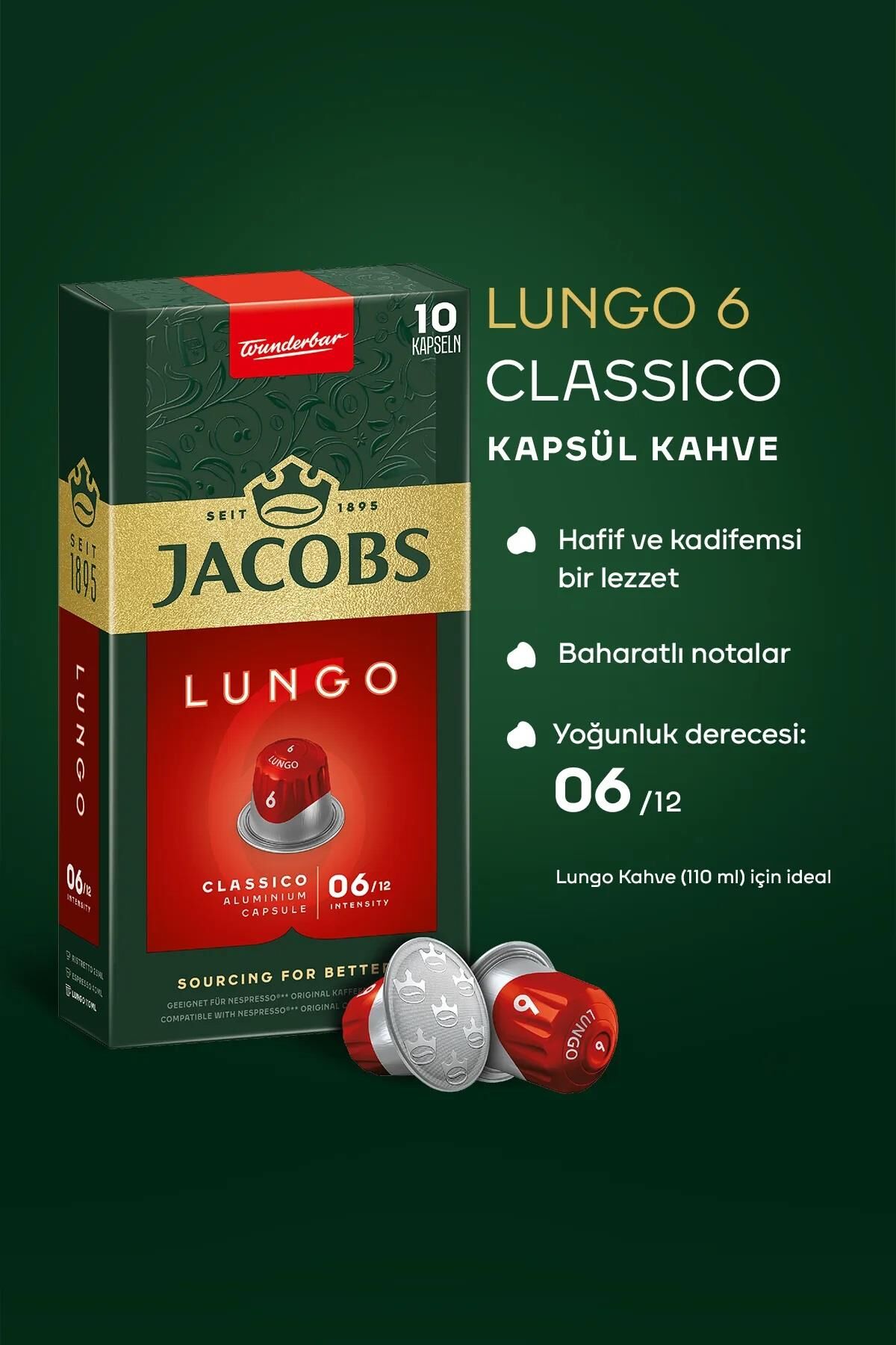 Jacobs Lungo 6 Classico Kapsül Kahve 10 Kapsül