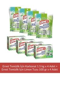 Temizlik İçin Karbonat 1,5 kg x 4 Adet + Temizlik için Limon Tuzu 100 gr x 4 Adet