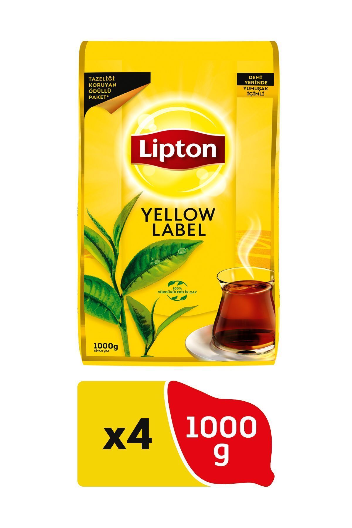 Lipton Yellow Label Dökme Siyah Çay 1000 gr x 4 Adet