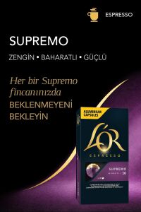 L'OR - Supremo - Intensity 10 - Nespresso Uyumlu Kapsül Kahve Fırsat Paketi 10 x 10 Paket (100 Adet)
