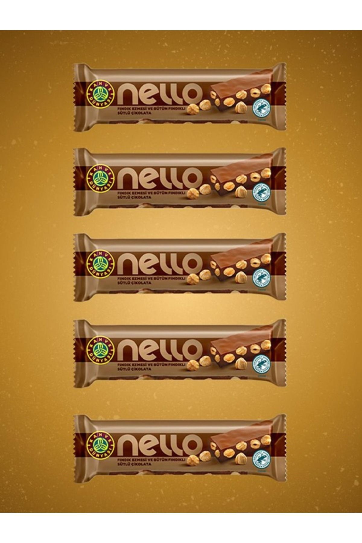 Kahve Dünyası Fındık Ezmesi ve Bütün Fındıklı Sütlü Çikolata 33 gr x 5 Adet