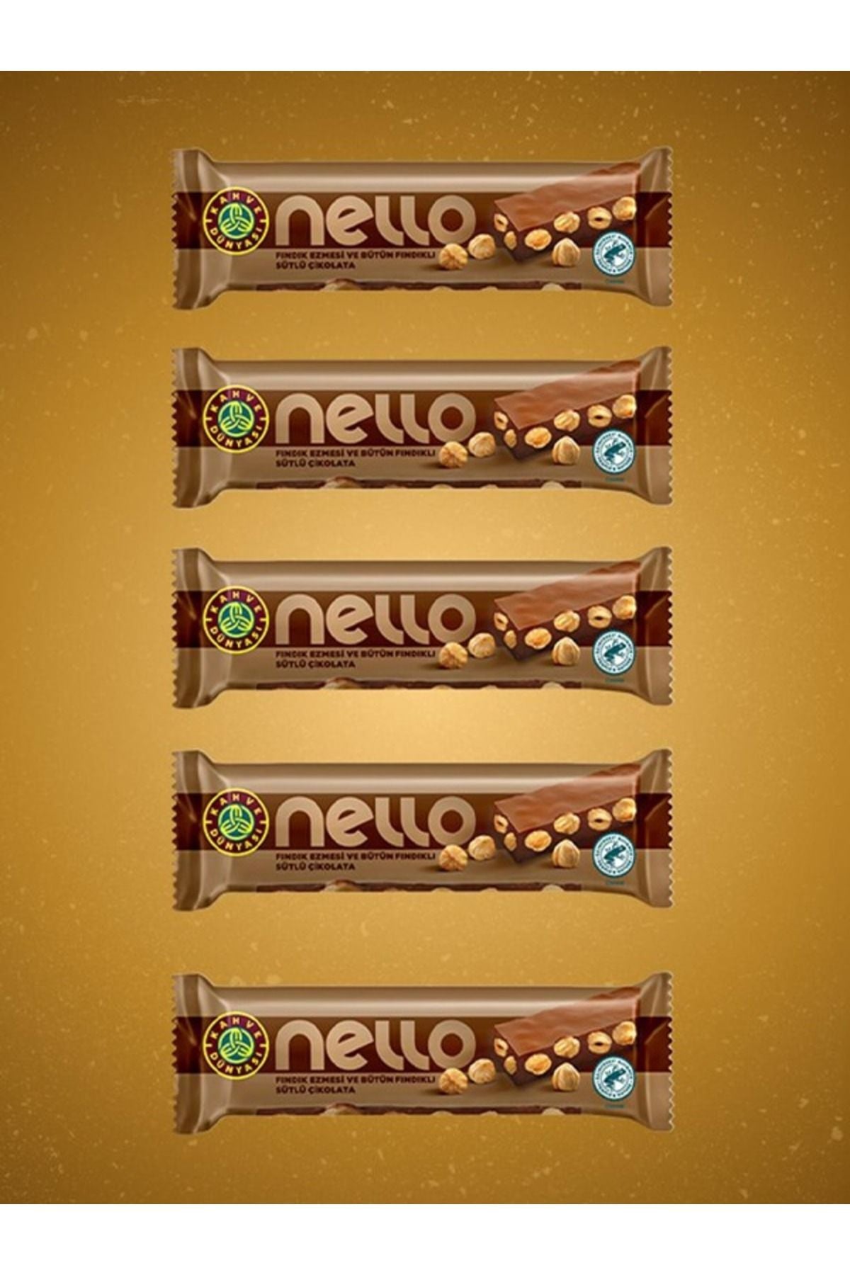 Kahve Dünyası Fındık Ezmesi ve Bütün Fındıklı Sütlü Çikolata 33 gr x 5 Adet