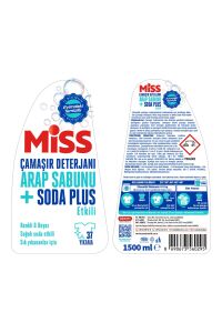 Miss Sıvı Çamaşır Deterjanı Arap Sabunu + Soda Etkili 1.5 lt 2 li