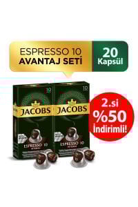 Jacobs Espresso 10 Intenso Alüminyum Kapsül Kahve 10 x 2 Adet 2.%50 İndirmli !