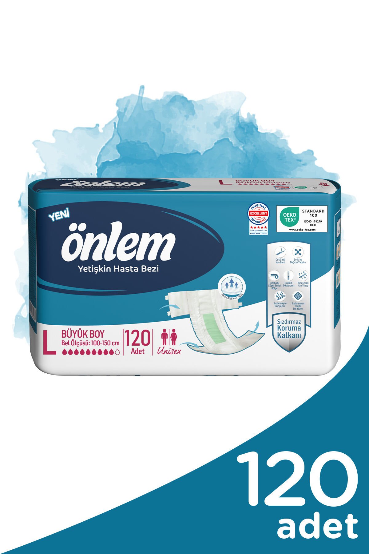 Önlem Hasta Bezi Bel Bantlı Tekstil Yüzey Large Büyük 120 Adet