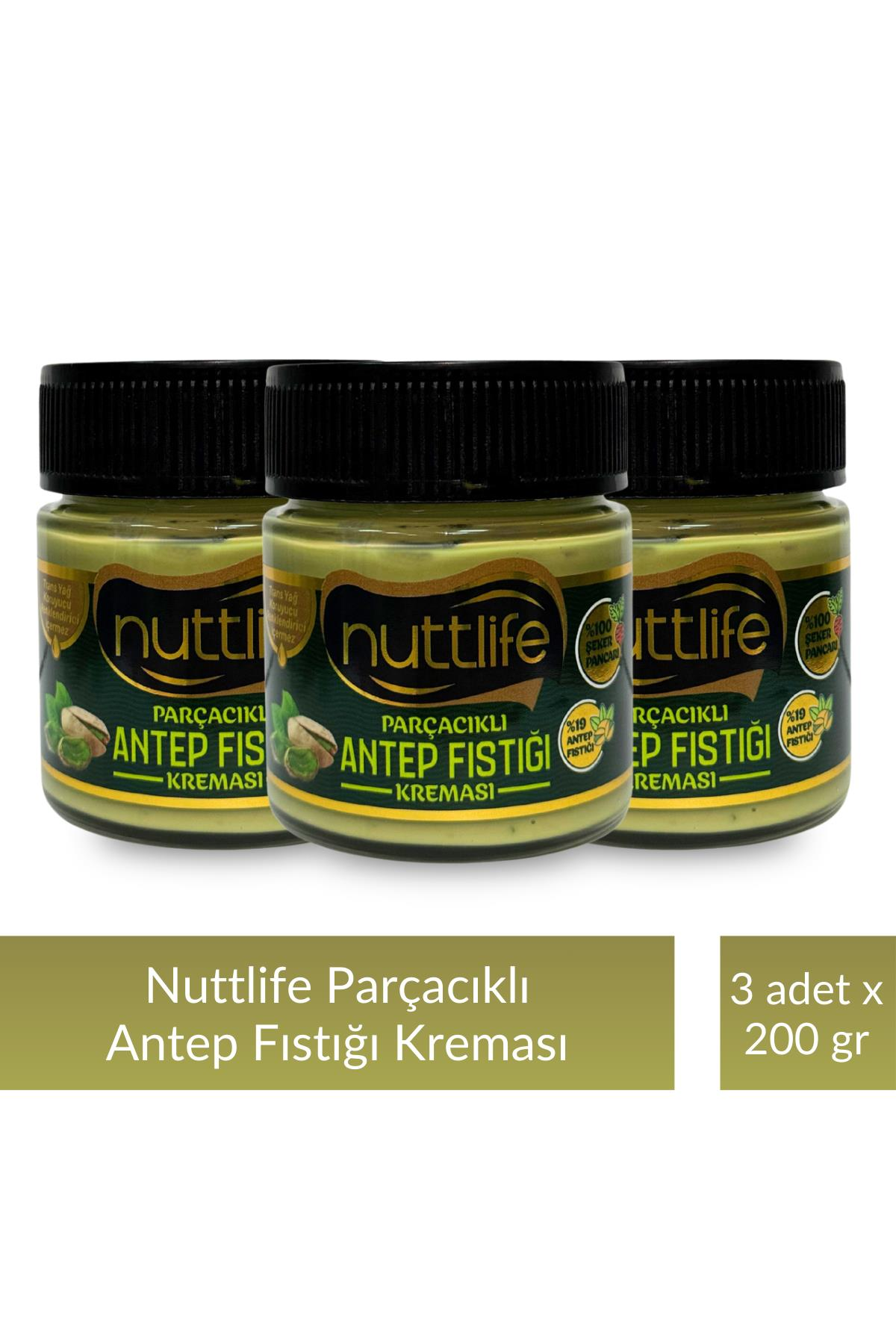 Nuttlife Parçacıklı Antep Fıstığı Kreması 200 gr x 3 Adet