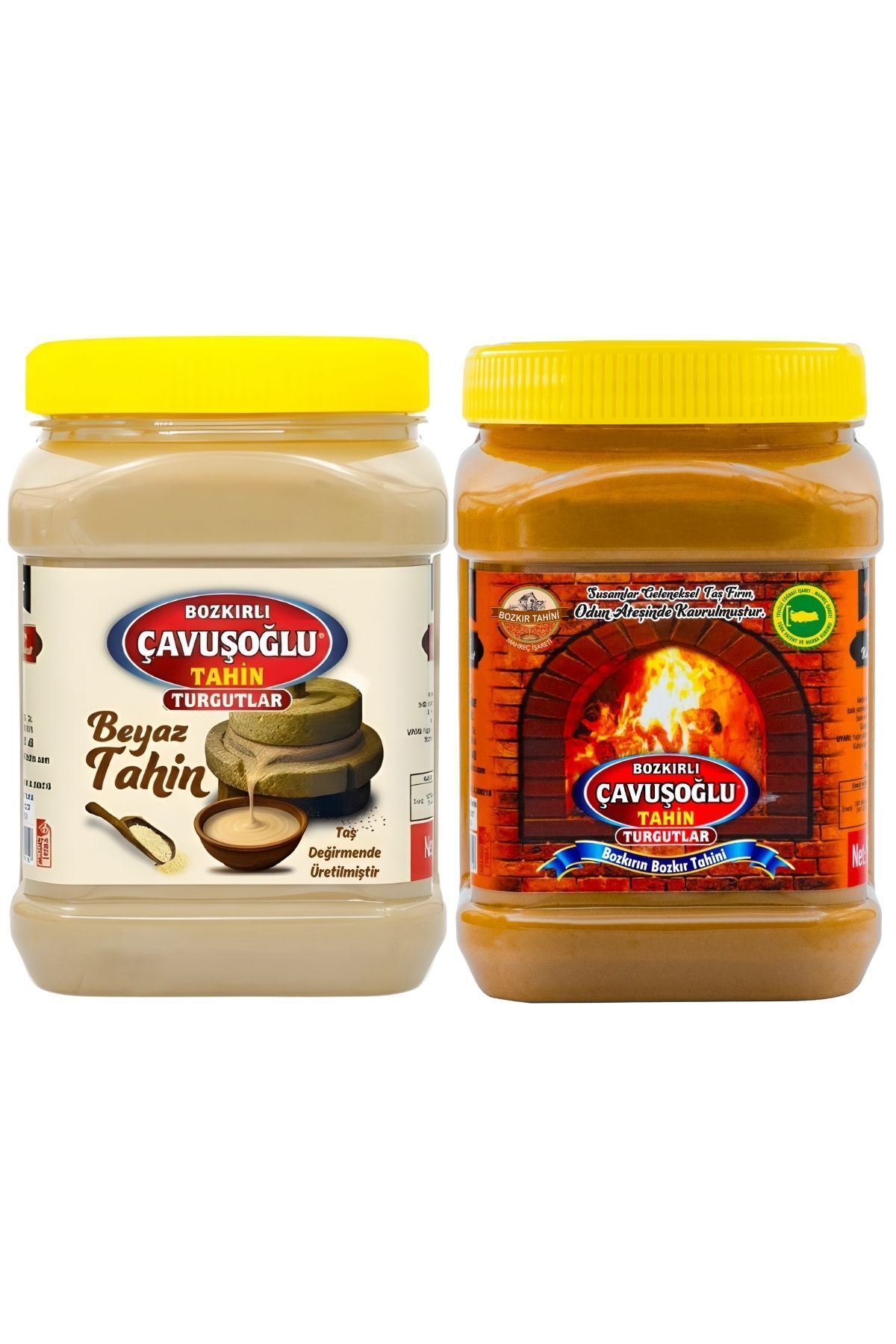Odun Ateşinde Kepekli Bozkır Tahini 930g + Beyaz Tahin 930g