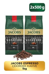Jacobs Cafe Espresso Strong Çekirdek Kahve 500 gr x 2 Adet
