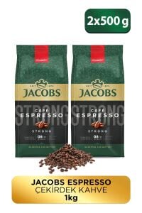 Jacobs Cafe Espresso Strong Çekirdek Kahve 500 gr x 2 Adet