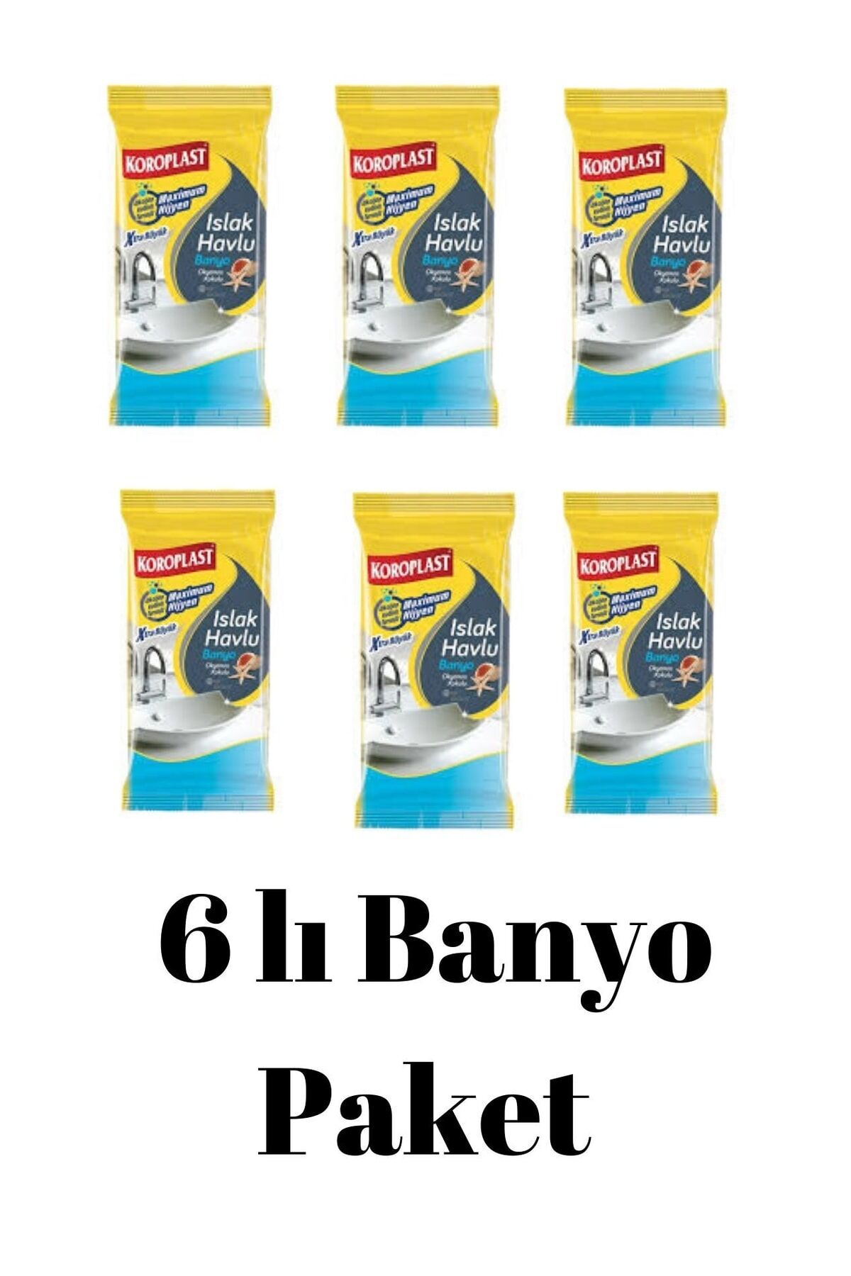 Islak Havlu Banyo Okyanus Kokulu 6 Paket Xtra Büyük 30 Adet 20x30 Cm