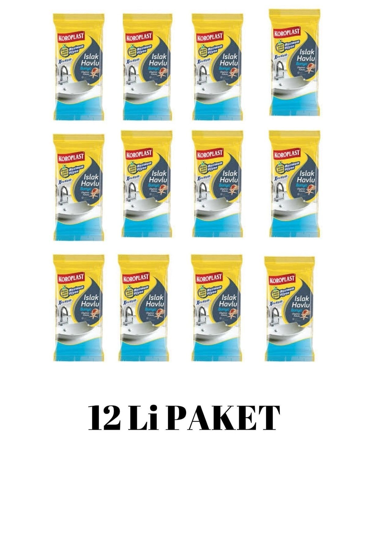 Islak Havlu Banyo Okyanus Kokulu 12 Paket Xtra Büyük 30 Adet 20x30 Cm