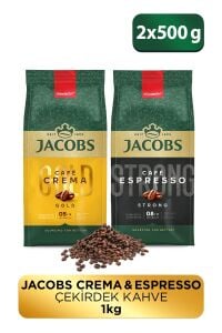 Jacobs Espresso Çekirdek Kahve 500 gr ve Cafe Crema Çekirdek Kahve 500 gr