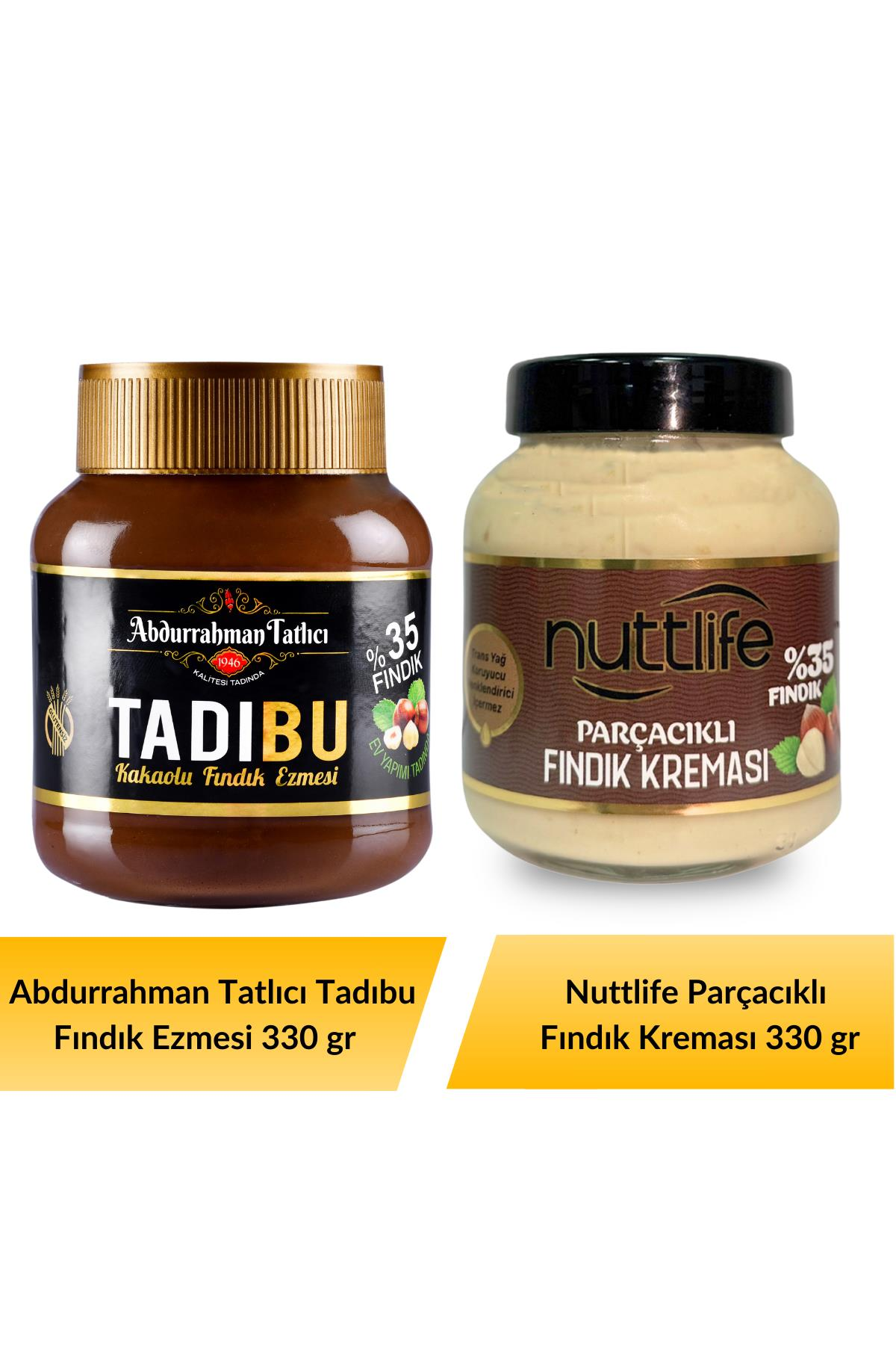 Abdurrahman Tatlıcı Tadıbu 330 gr+ Nuttlife Parçacıklı Fındık Kreması 330 gr