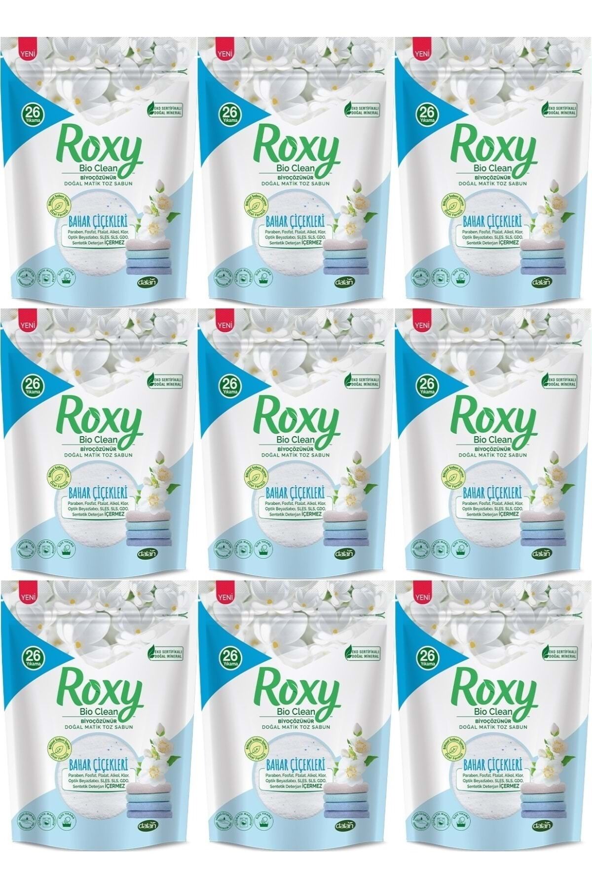 Roxy Bio Clean Matik Sabun Tozu 800GR Bahar Çiçekleri (9 Lu Set) (234 Yıkama)
