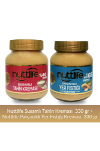 Nuttlife Susamlı Tahin Kreması 330 gr+Parçacıklı Yer Fıstığı Kreması 330 gr