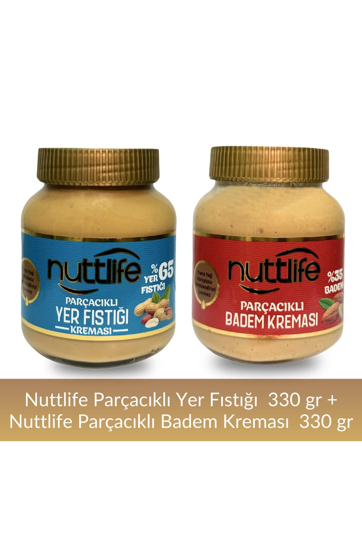 Nuttlife Parçacıklı Badem Kreması 330 gr+Parçacıklı Yer Fıstığı Kreması 330 gr