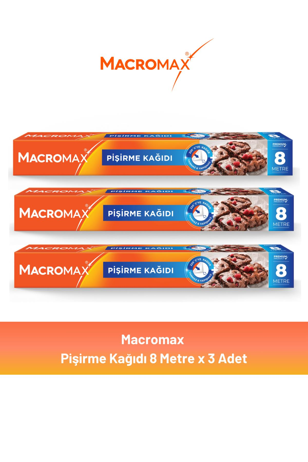 Macromax Pişirme Kağıdı 8 Metre x 3 Adet