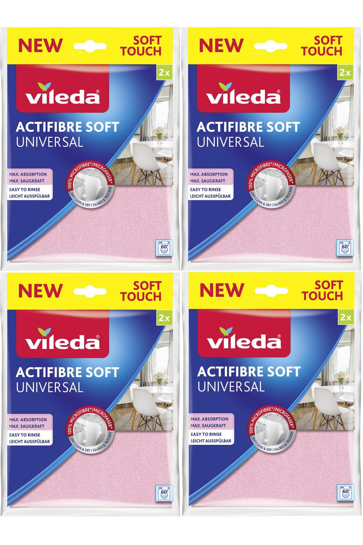 Vileda 2'li Actifibre Soft Universal Mikrofiber Bez 4 Adet