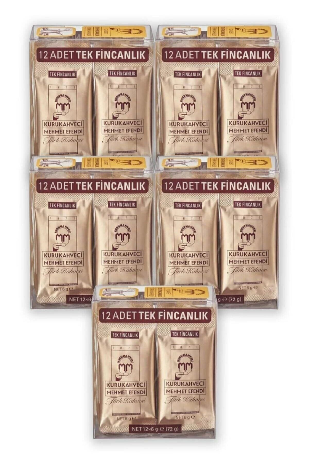 Mehmet Efendi Tek Fincalık Türk Kahvesi 6 gr x 12 Adet x 5 Paket