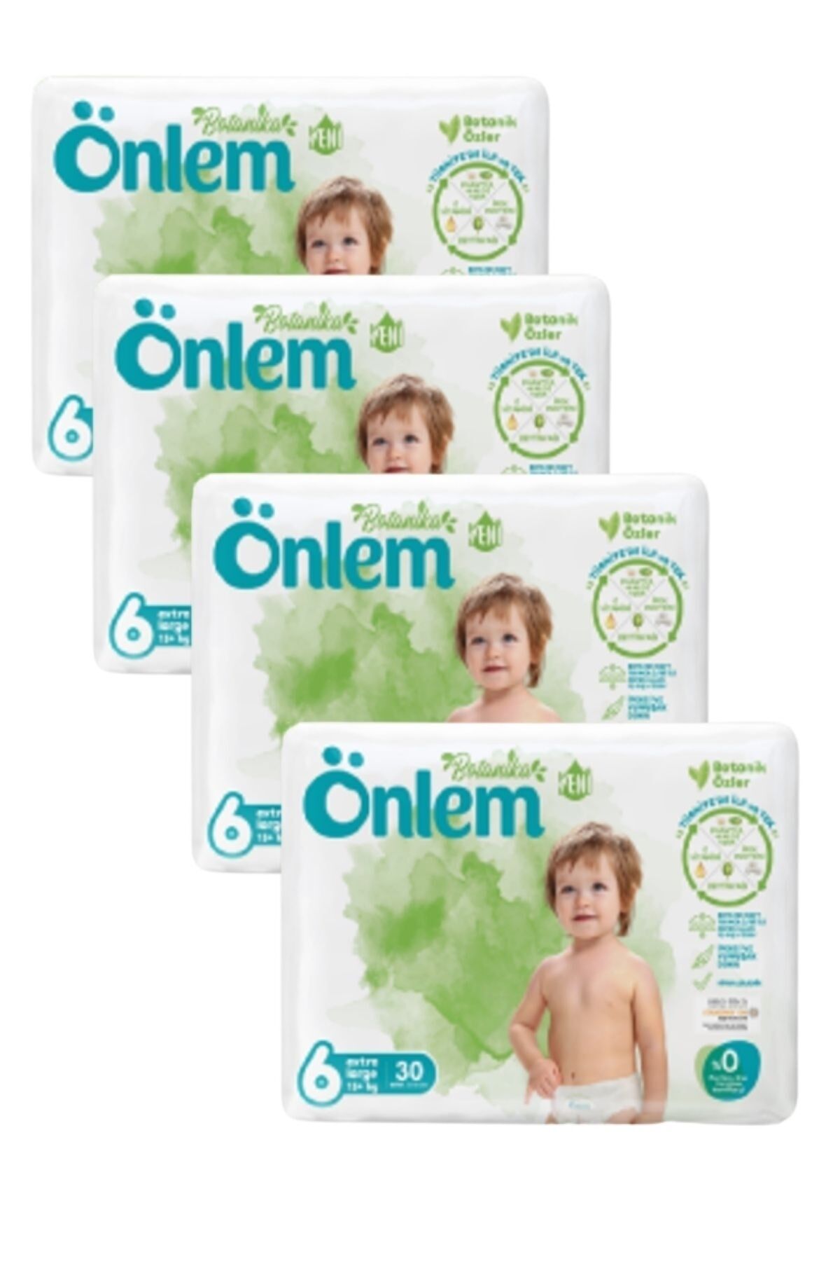 Önlem Botanika 6 Numara Extra Large Bebek Bezi Jumbo Paket 30 Adet (15+ kg) x 4 Paket