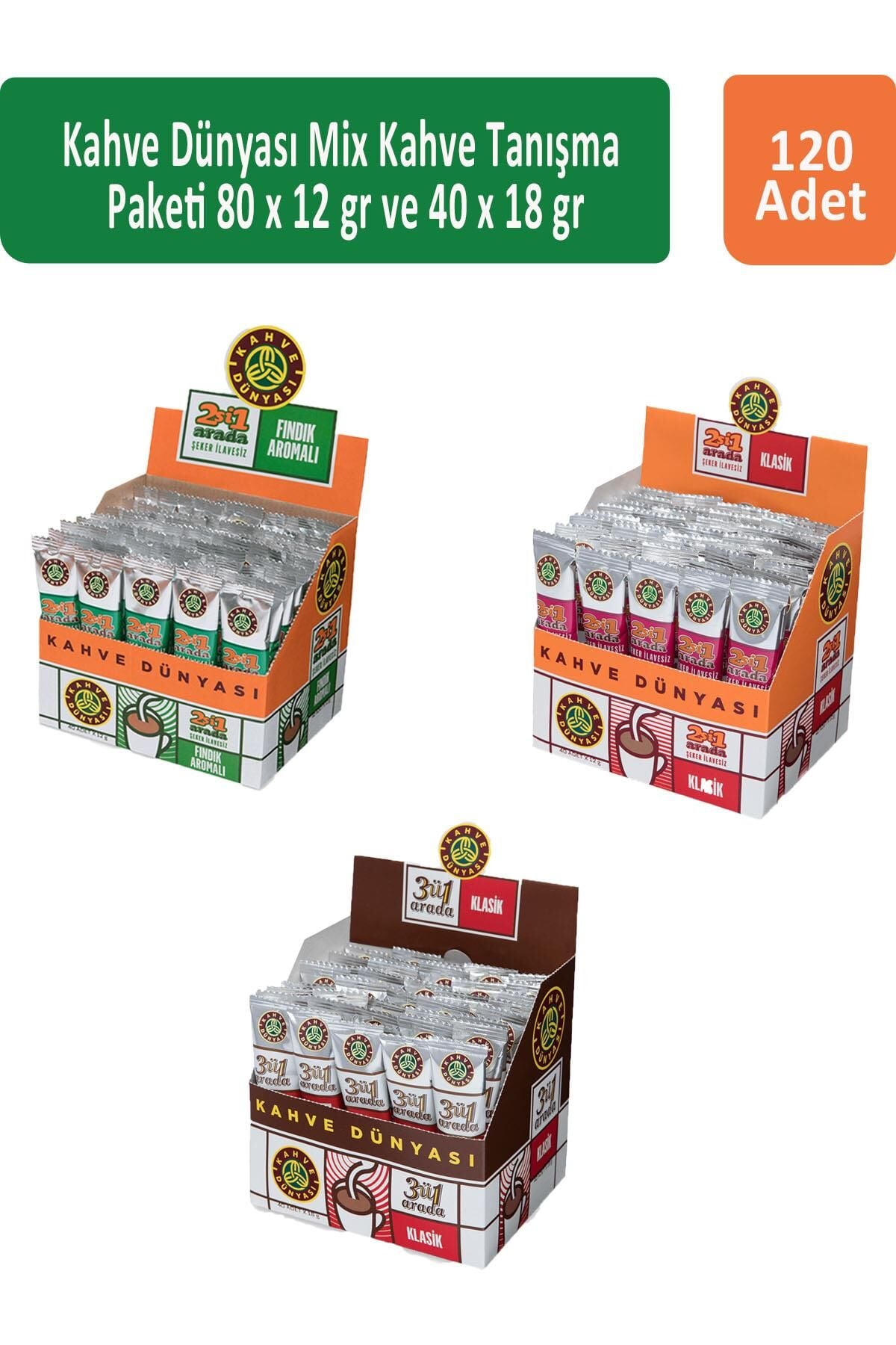 Kahve Dünyası Mix Kahve Tanışma Paketi 80 x 12 gr x 2 Adet ve 40 x 18 gr