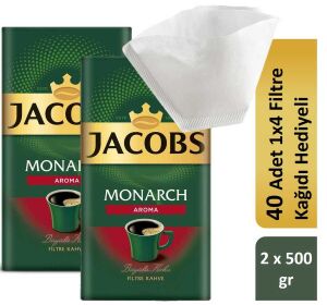 Jacobs Monarch Aromalı Filtre Kahve 2 x 500 gr Filtre Kağıdı Hediyeli