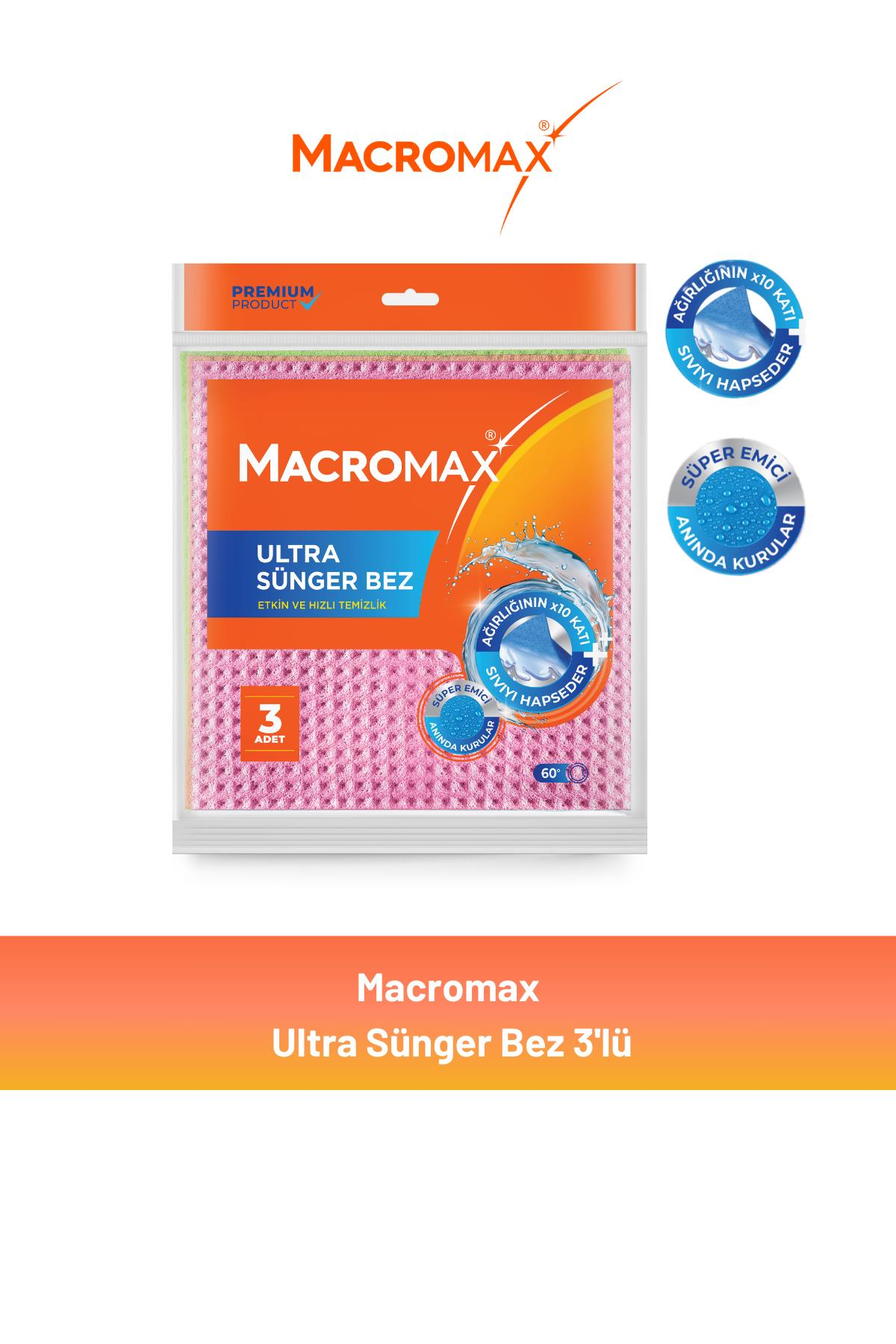 Macromax Ultra Sünger Temizlik Bezi 3'lü