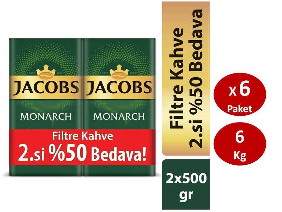 Jacobs Monarch 2 x 500 gr Filtre Kahve x 6 Paket