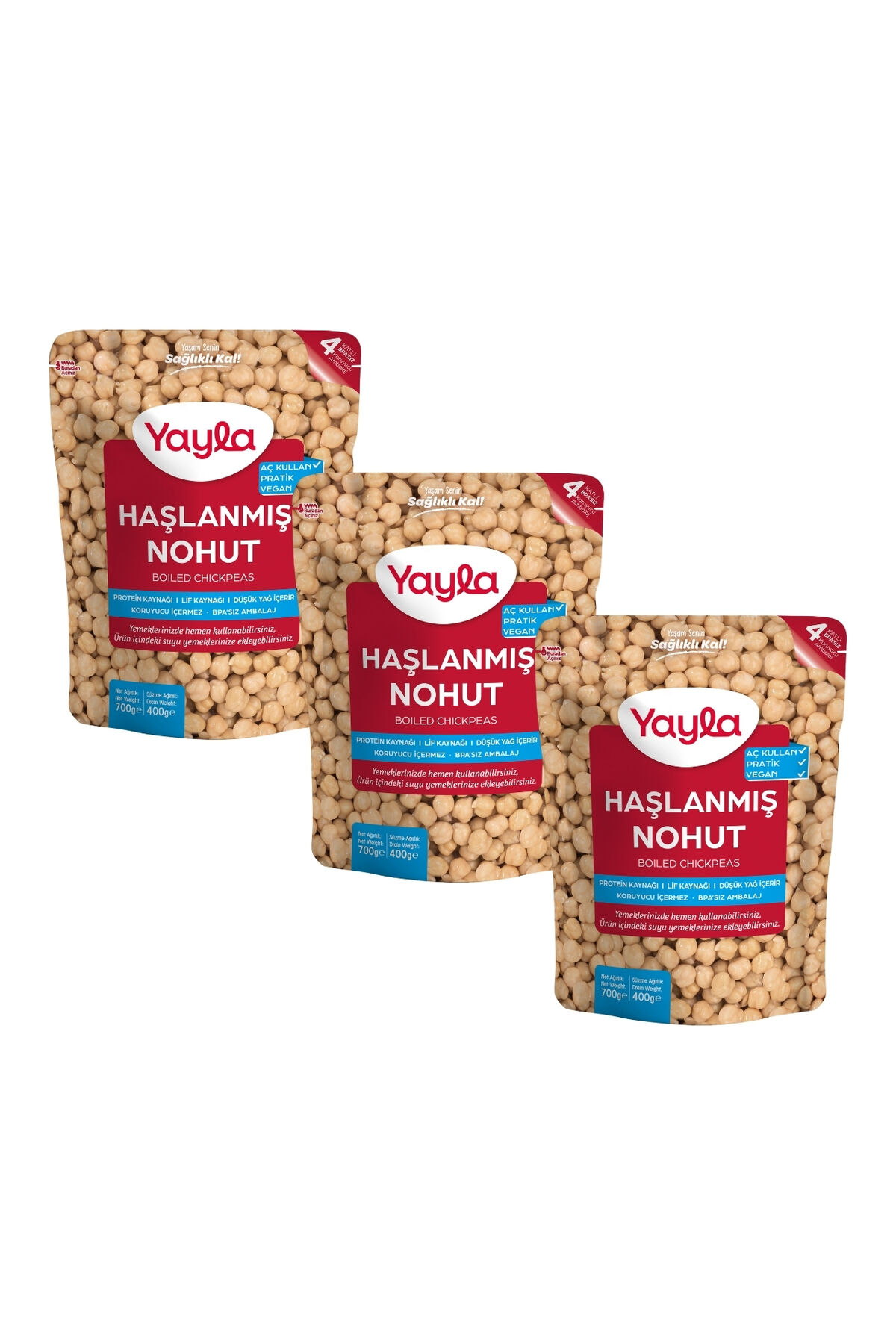 Yayla Haşlanmış Nohut 700 gr x 3 Adet