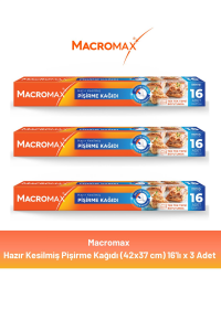 Macromax Hazır Kesilmiş Yağlı Pişirme Kağıdı 16'lı x 3 Adet