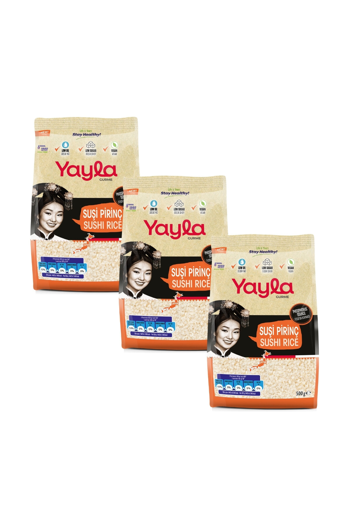 Yayla Gurme Sushi Pirinç 500 gr x 3 Adet