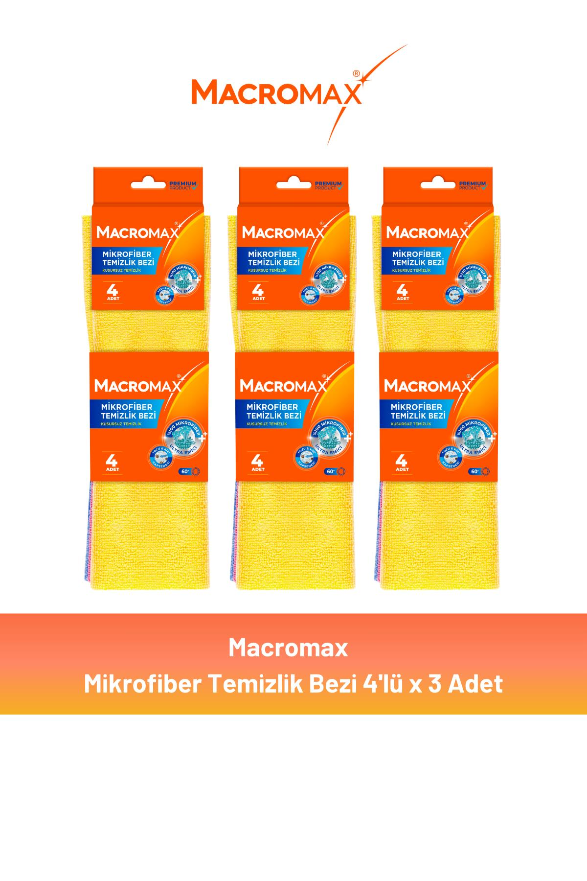 Macromax Mikrofiber Açık Temizlik Bezi 4'lü x 3 Adet