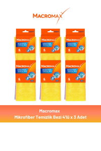 Macromax Mikrofiber Açık Temizlik Bezi 4'lü x 3 Adet