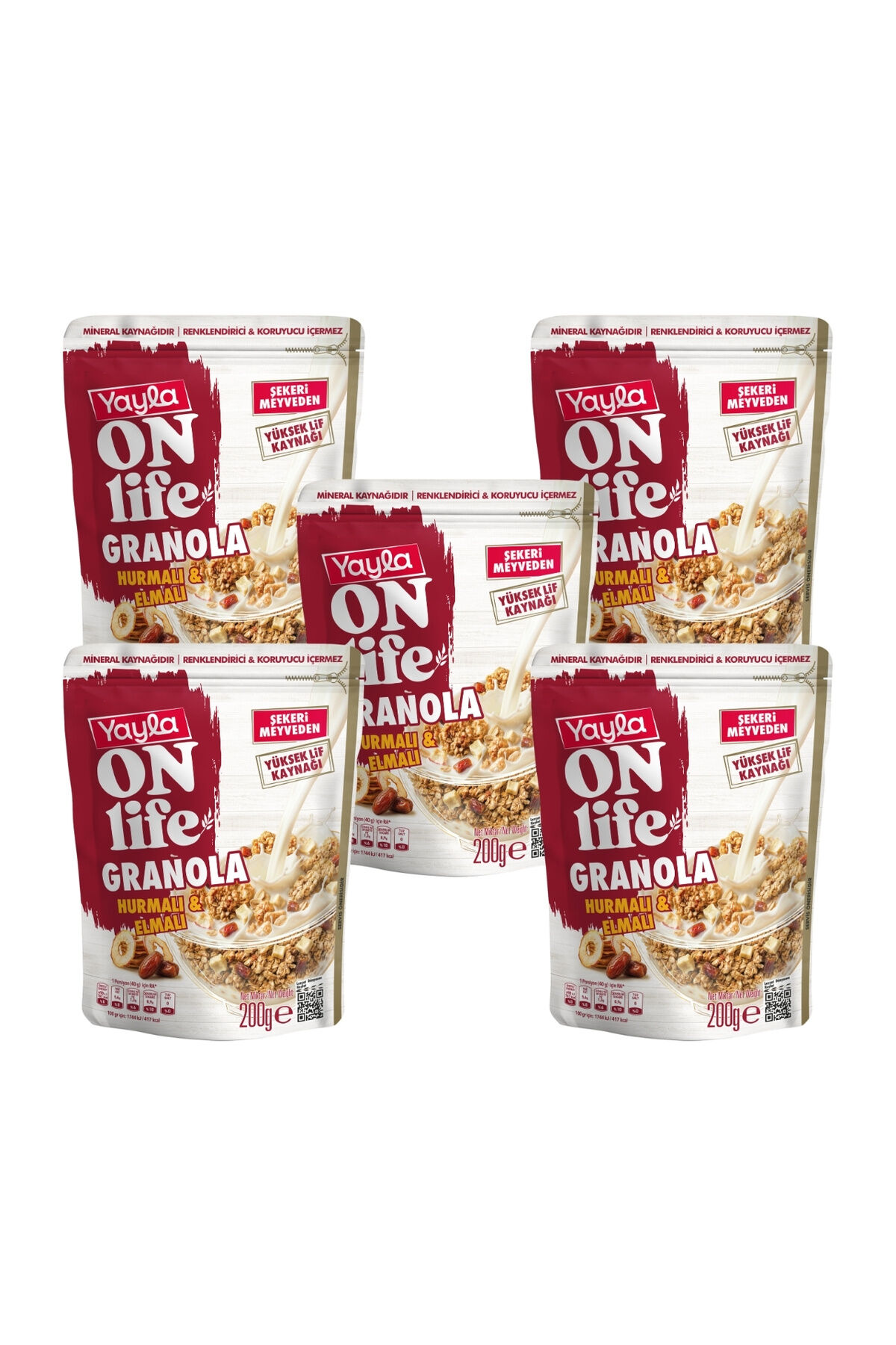 Yayla Onlife Hurmalı ve Elmalı Granola 200 g x5