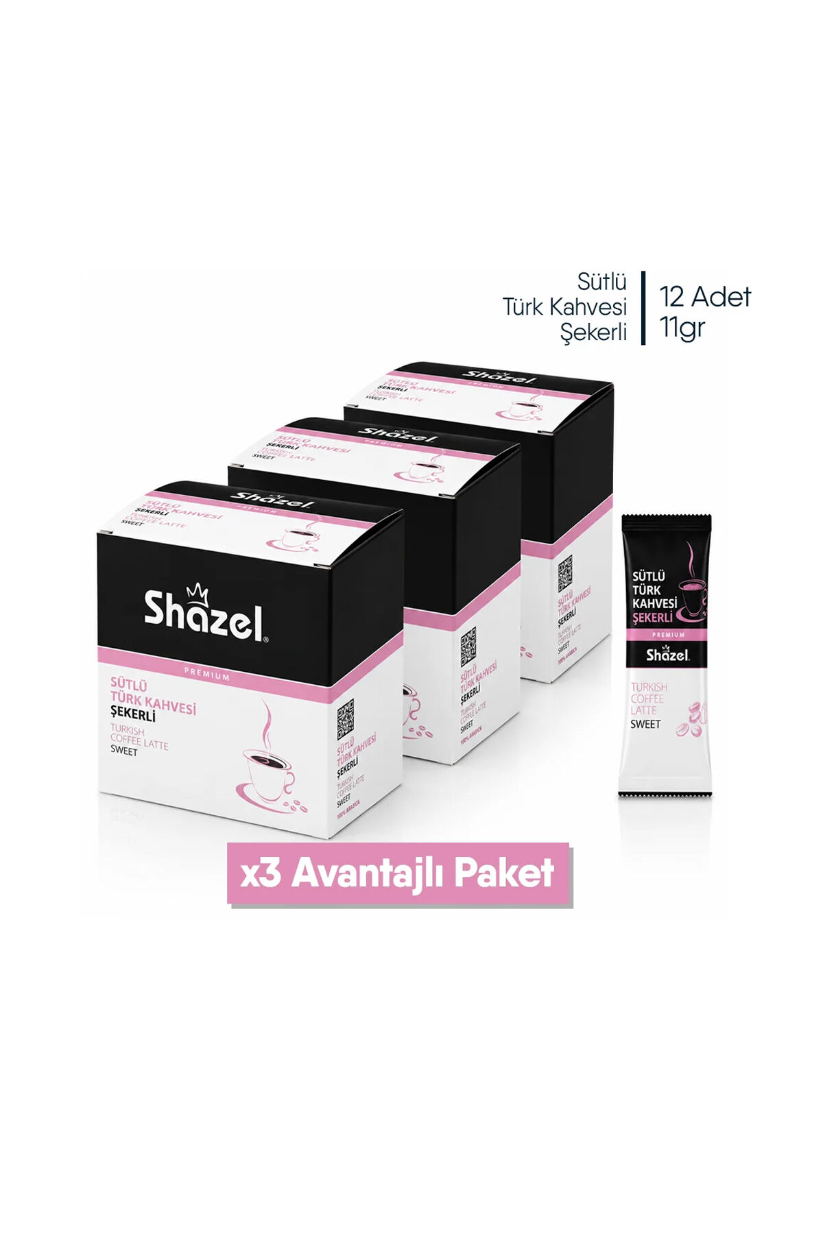 Shazel Sütlü Türk Kahvesi Şekerli x 3 Adet