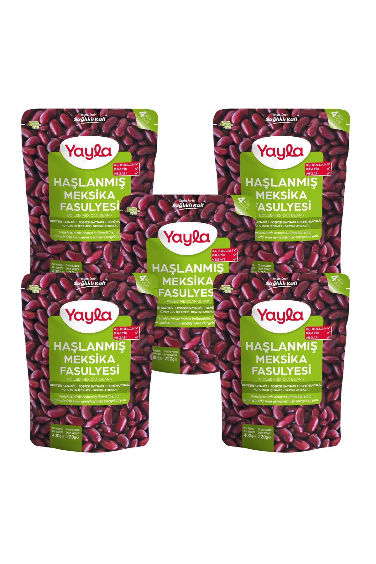 Yayla Haşlanmış Meksika Fasulyesi 400 gr x5