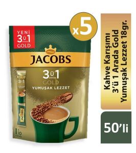 Jacobs 3ü1 Arada Gold Kahve Karışımı Yumuşak Lezzet 50 Adet