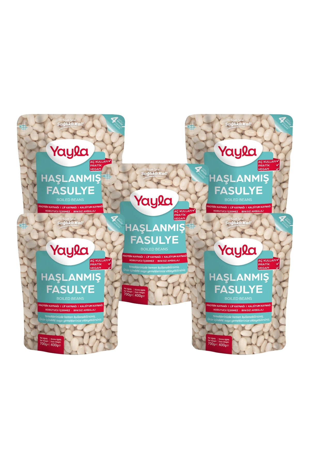 Yayla Haşlanmış Fasulye 700 gr x 5 Adet