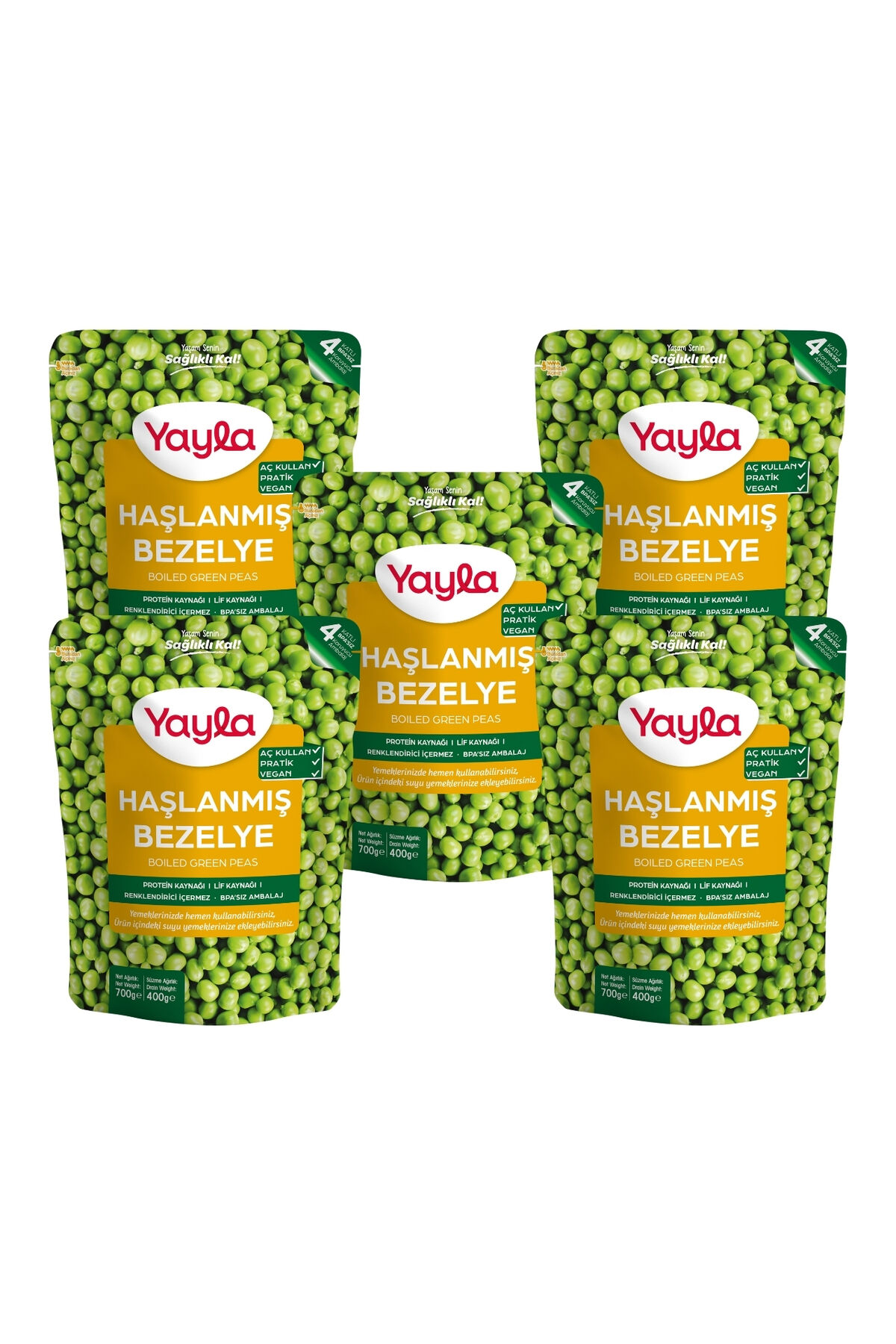 Yayla Haşlanmış Bezelye 700 gr x 5 Adet