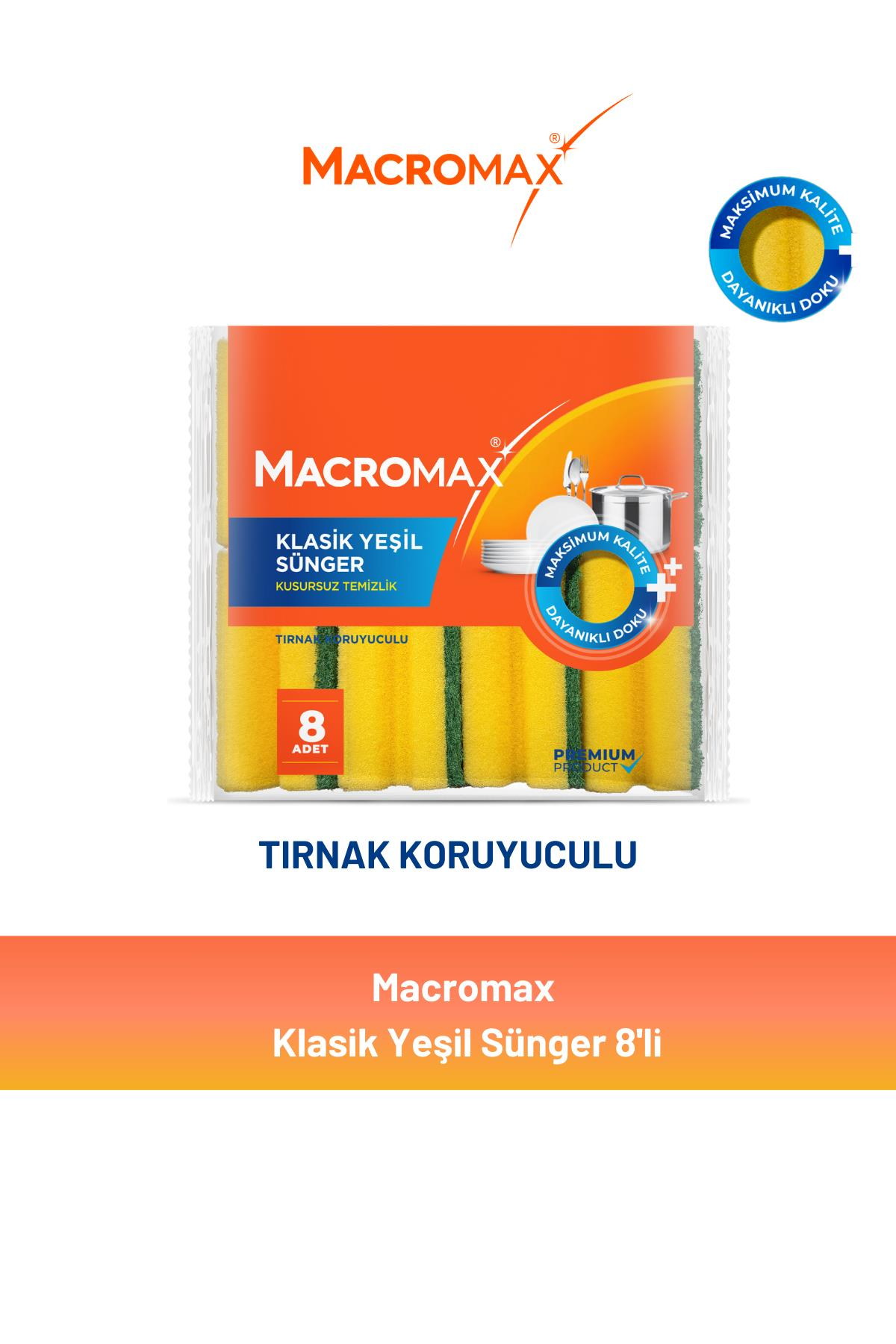 Macromax Klasik Yeşil Sünger 8'li