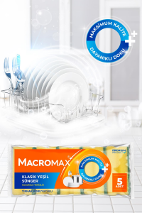 Macromax Klasik Yeşil Oluklu Sünger 5'li