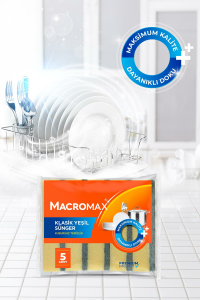 Macromax Klasik Yeşil Sünger 5'li (Düz) x 3 Adet