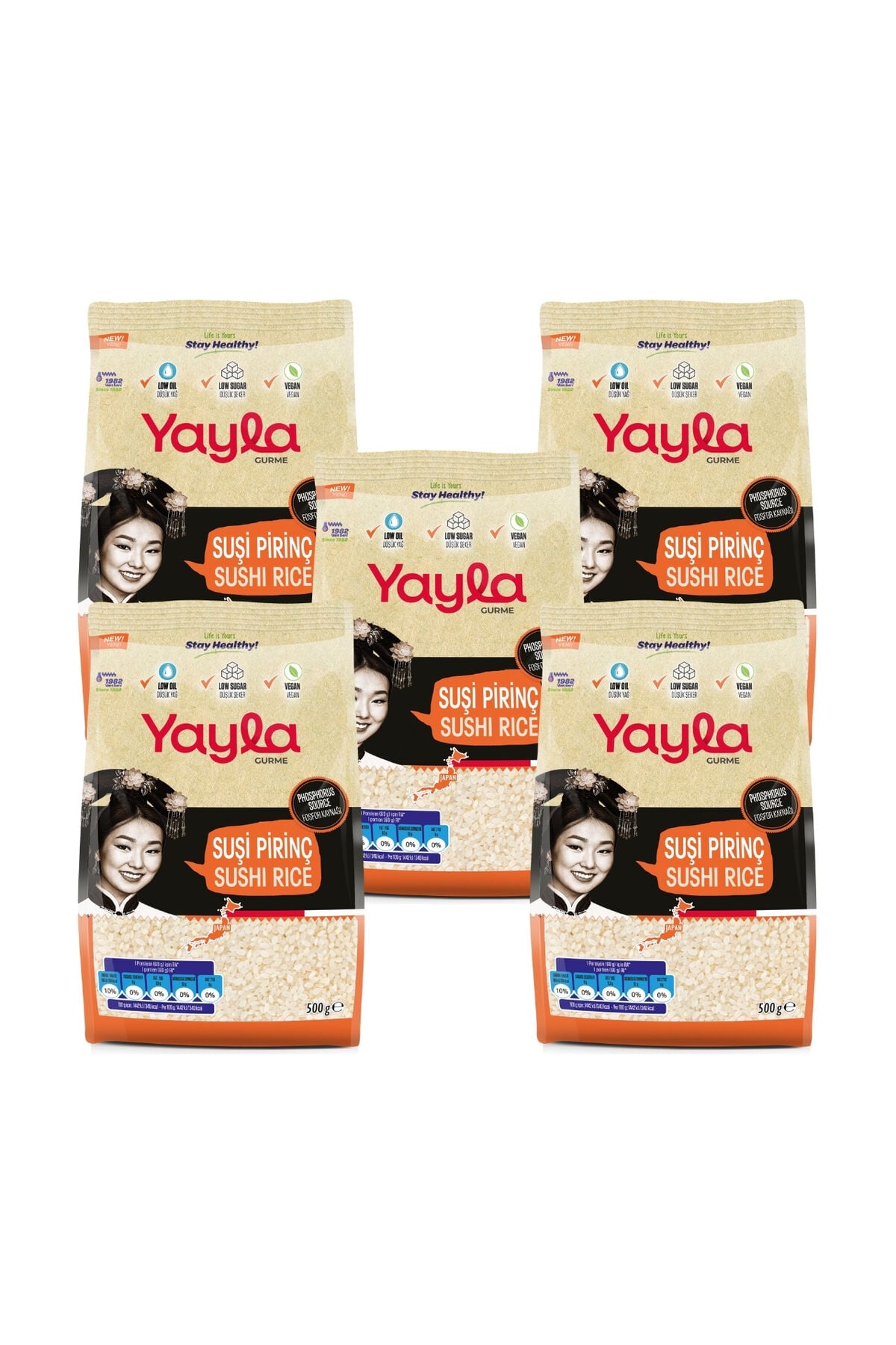 Yayla Gurme Sushi Pirinç 500 gr x 5 Adet