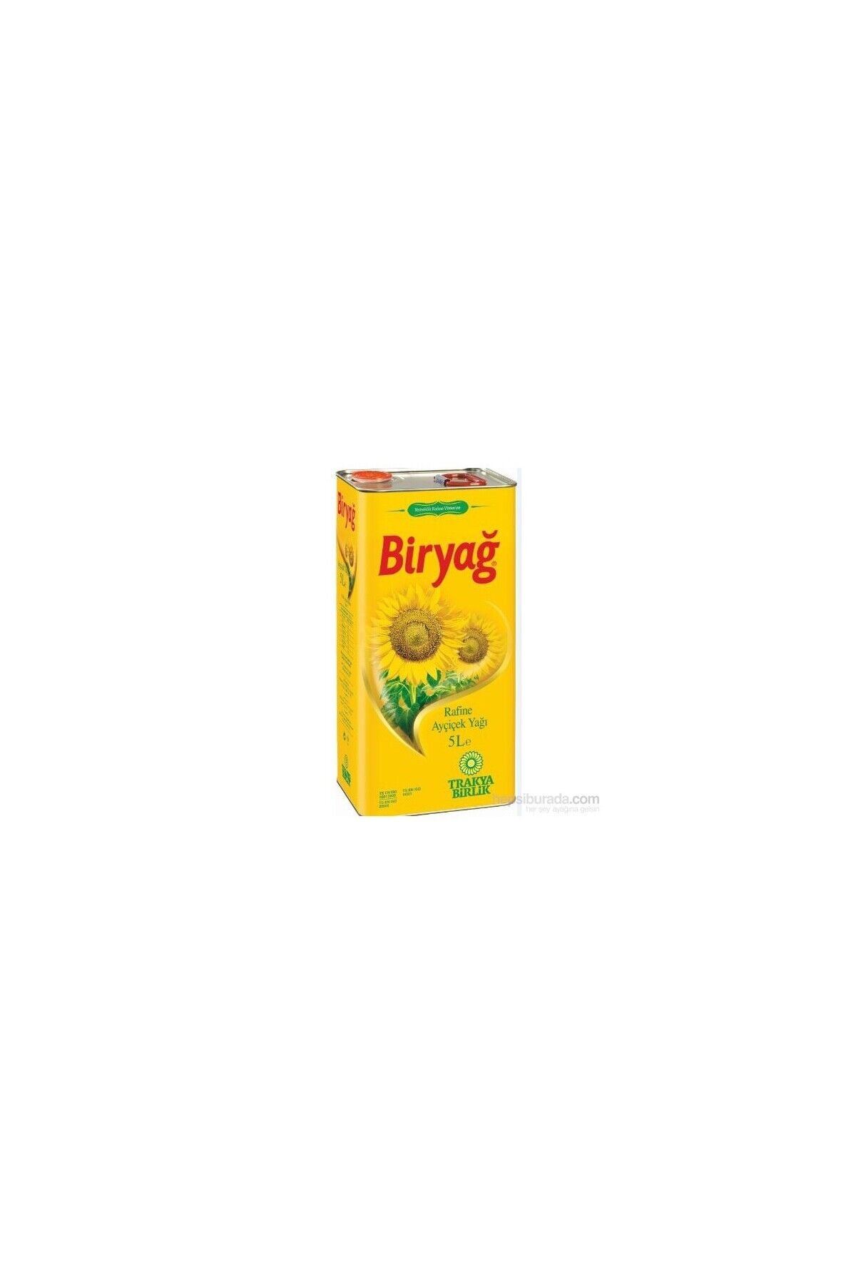 Biryağ Trakyabirlik Rafine Ayçiçek Yağı 5 Lt Türkiye Üretimi Kolesterolsüz Nötr Aromalı