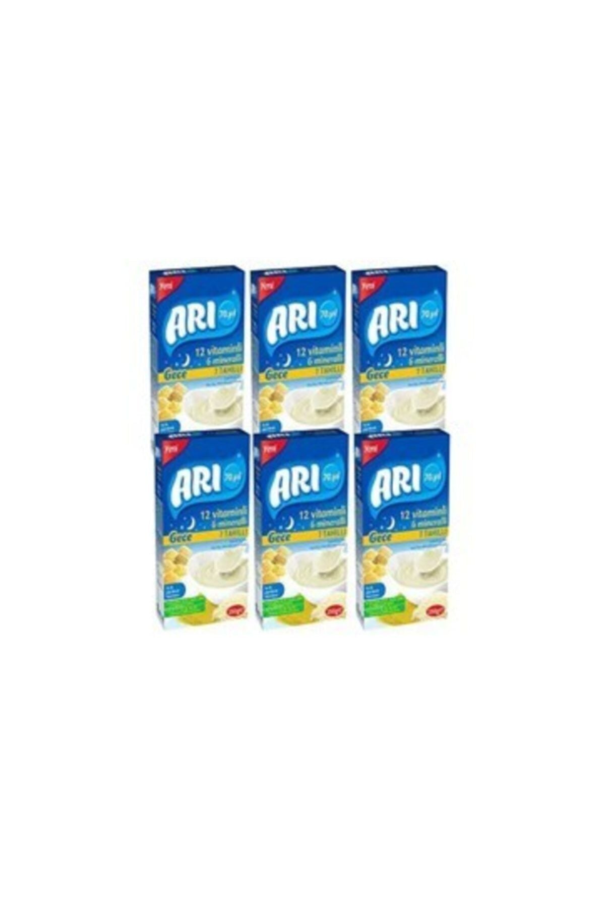 12 Vitaminlı 6 Mineralli Gece 7 Tahıllı Sütlü Pirinç Unu Bebek Maması 250 gr 6'lı Paket