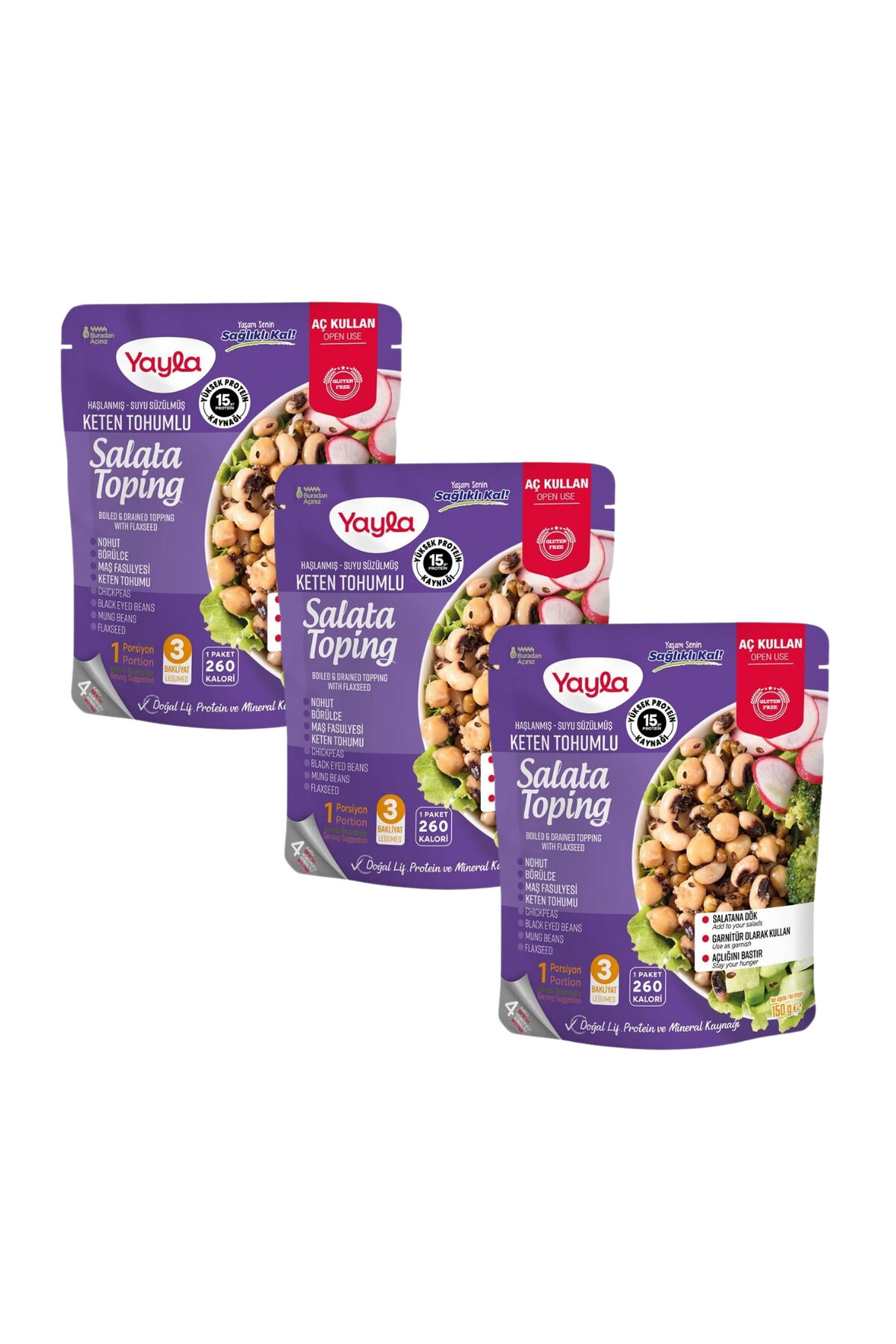Yayla Haşlanmış Suyu Süzülmüş Keten Tohumlu Salata Toping 150 g x3