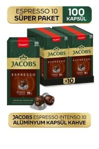 Jacobs Espresso 10 Intenso Kapsül Kahve 10 x 10 Paket (100 Adet) Nespresso Uyumlu