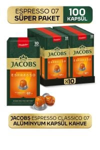 Jacobs Espresso 7 Classico Kapsül Kahve 10 x 10 Paket (100 Adet) Nespresso Uyumlu